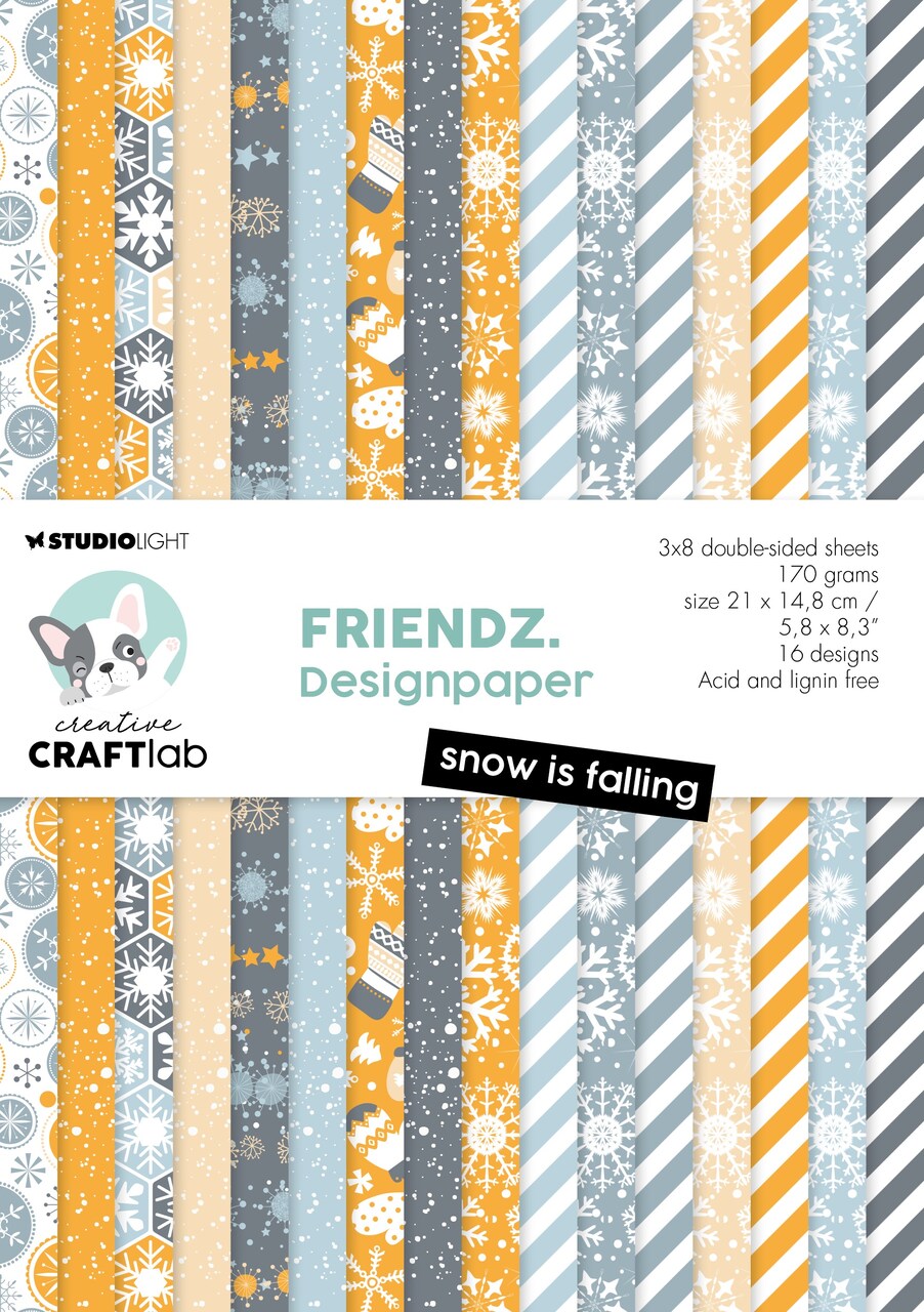 Studio Light Friendz Paper Pad 8.25"X5.83"-Nr. 122, Snow Is Falling